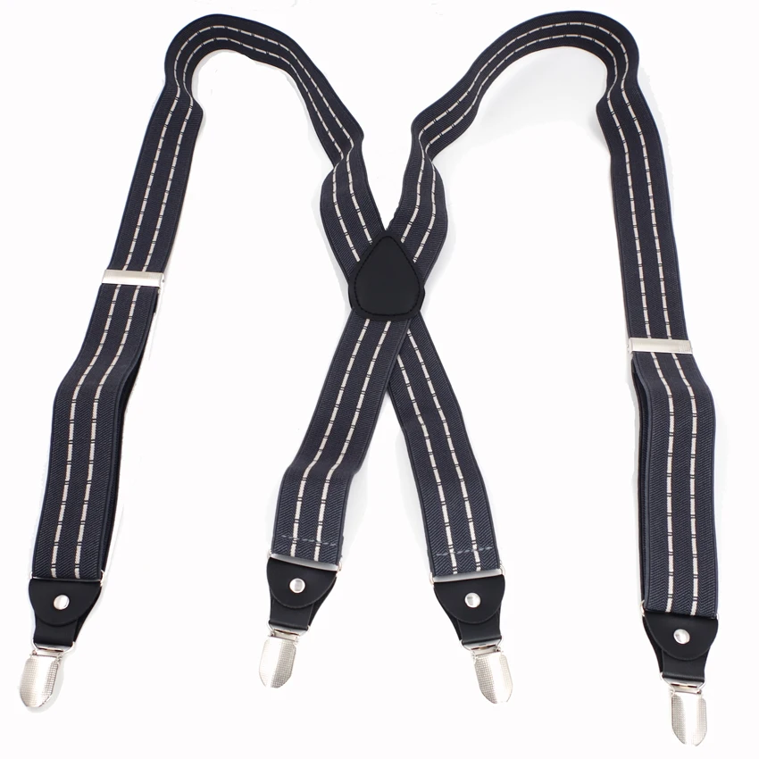 Мужские подтяжки из искусственной кожи 4 зажима регулируемый ремень подарок для