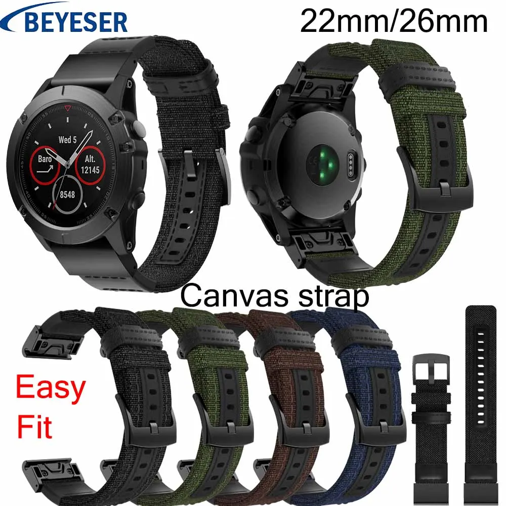 

Nylon Watchband 22mm 26mm for Garmin Fenix 5/5Plus smart watch Quick Release Band Canvas Strap For Garmin Fenix 3/3HR Wristbelt