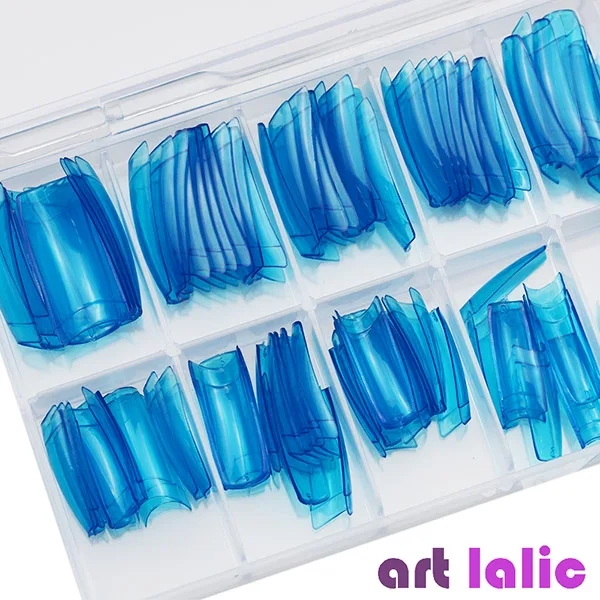 Clear Blue Artlalic 100 шт Французский стиль накладные ногти советы с чехлом хорошо крышка накладные декоративные ногти наконечник искусственный маникюр салон коробка - Цвет: Clear Blue