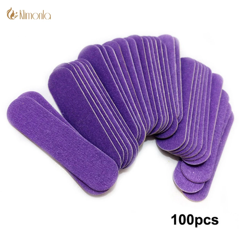 100 шт./лот пурпурная Маленькая деревянная пилка для ногтей одноразовые