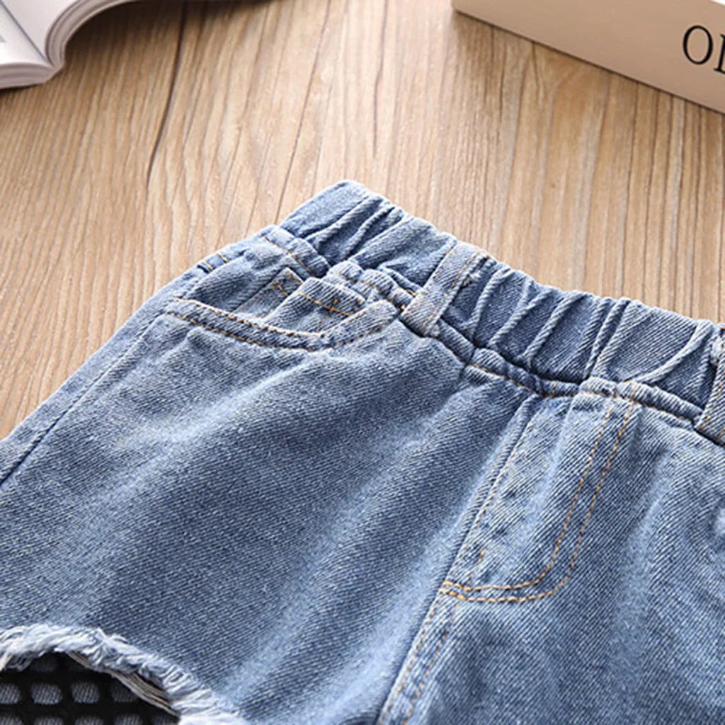 Джинсовые шорты с дырками для маленьких девочек джинсовые качественные штаны