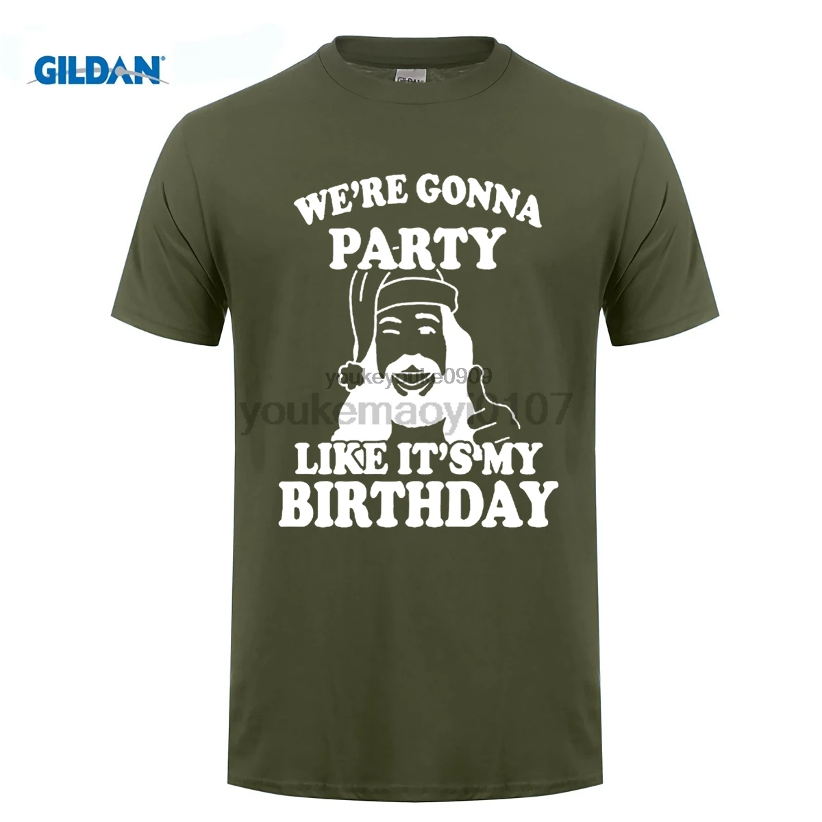 GILDAN Jesus Party Like It's My Birthday New Funny Christmas Costume Santa T-Shirt Print T Shirt | Мужская одежда