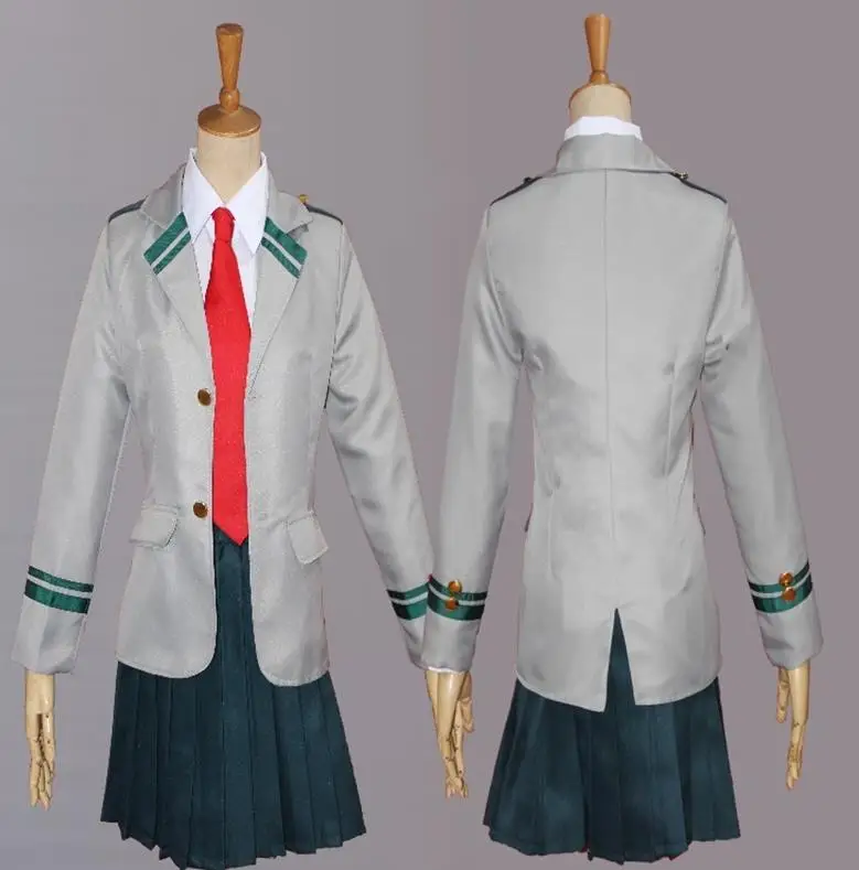 Зеленый Boku без героя OCHACO урарака мидория лзуку косплэй костюм мой герой Академии Asui Tsuyu Yaoyorozu Момо форма - Цвет: Зеленый