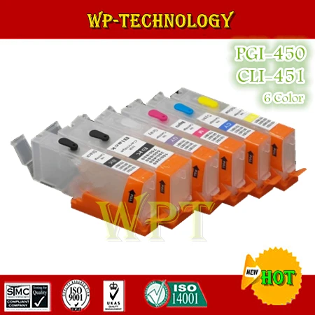 6 цветов пустой картридж для PGI450 CLI451 подходит Canon PIXMA MG5440 MG6340 IP7240 MX924 MG6440 MG7140