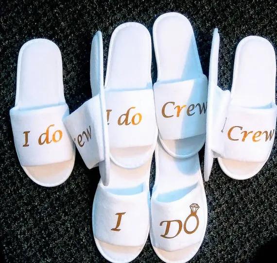 Personalised Wedding Bridesmaid Bridal Bride Slippers I do crew Hens Night Bachelorette Spa Slippers party favors gifts