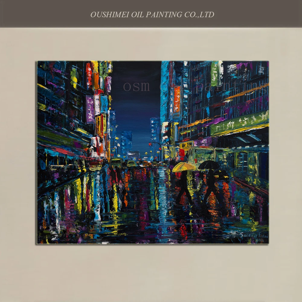 Top Skill Handpainting Modern Abstract Night Streetsacpe Oil Painting on Canvas Handmade Wall Artwork People Walk in the Rain
Top Skill Handpainting Modern Abstract Night Streetsacpe Oil Painting on Canvas Handmade Wall Artwork People Walk in the Rain