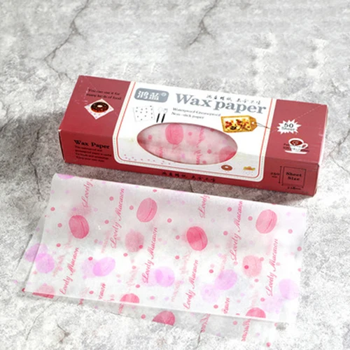 Macaron with Box 50 шт./лот пищевая вощеная бумага класса смазка обертки для еды оберточная бумага для хлеба сэндвич бургер фри масло бумага инструменты для выпечки - Цвет: Macaron with Box