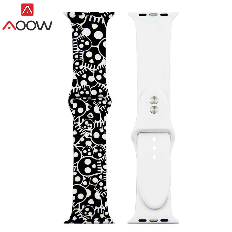 Color 4 38 цветов силиконовый ремешок для часов Apple Watch 38 мм 42 мм 40 мм 44 мм цветочный узор браслет ремешок для iwatch 1 2 3 4 браслет - Цвет ремешка: Color 4