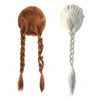 anna elsa wig for girls cartoon dress up party accessories children rayon braid headwear kids holloween supply princess hair wig