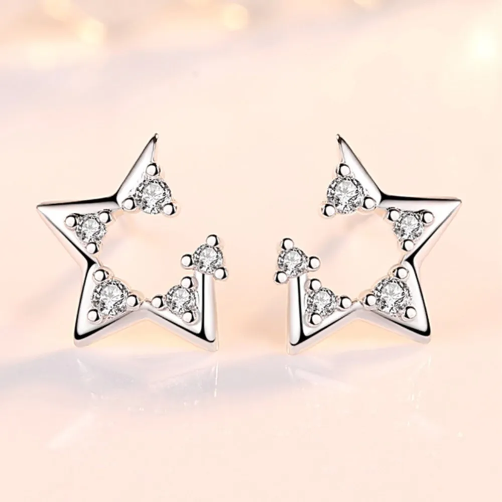 Женские серьги из серебра 925 пробы в форме звезды|Серьги-гвоздики| |