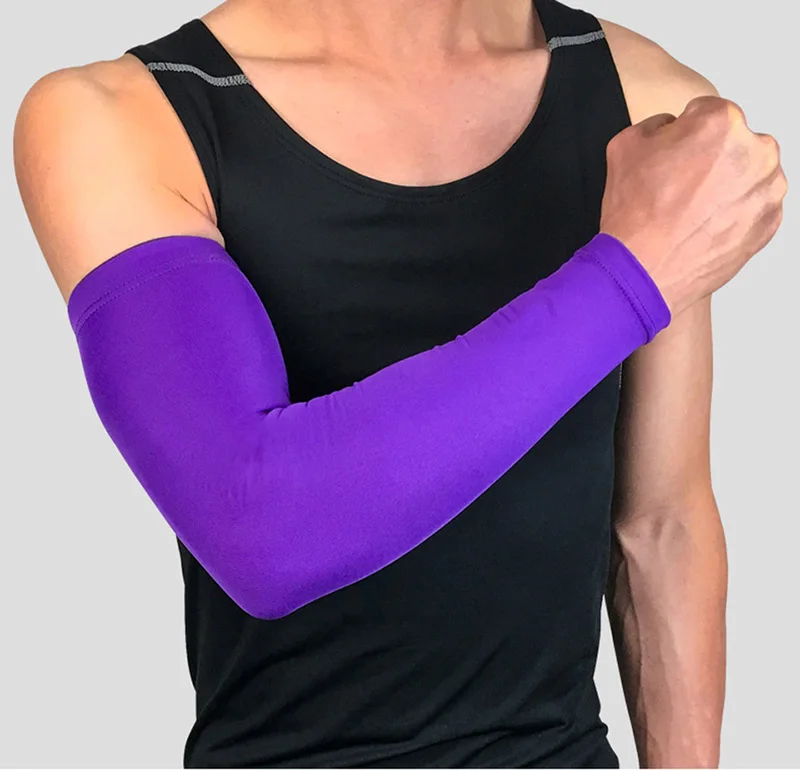 Purple 1 шт. УФ Защита от солнца велосипедные гетры для рук Эластичные Спортивные Защитные Налокотники баскетбольные Длинные рукава Защита для локтя - Цвет: Purple