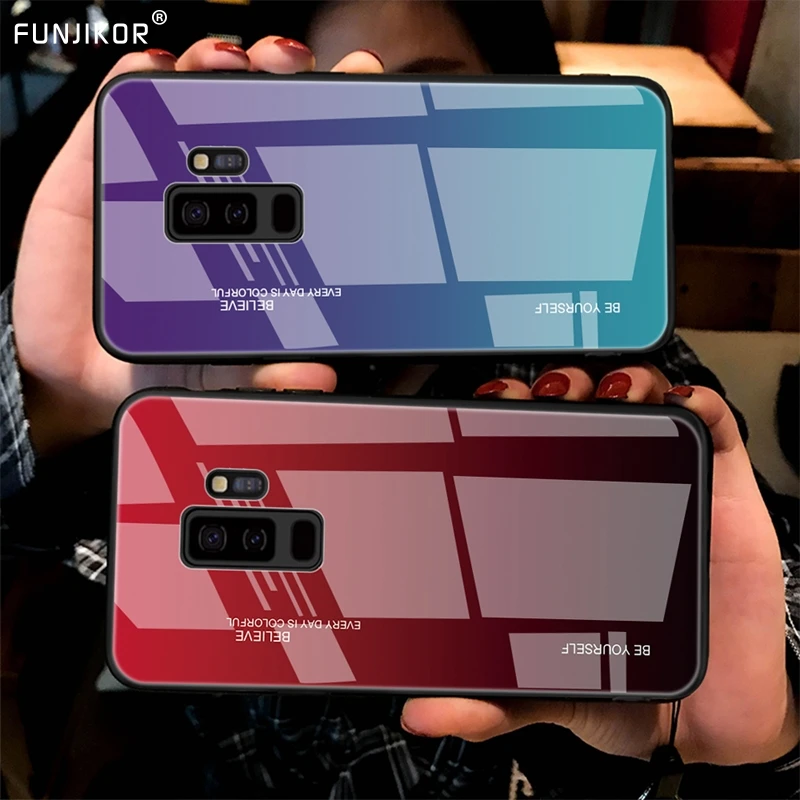 Роскошный градиентный чехол из закаленного стекла для Samsung Galaxy S9 Plus S 9 S9Plus чехлы