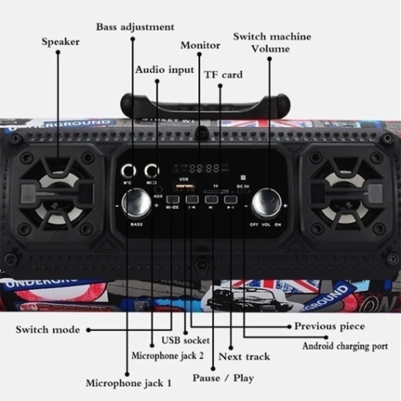 Hi-Fi портативный Bluetooth динамик FM радио блоки беспроводной 3D объемный звук стерео открытый динамик USB AUX TF карта для телефона ПК