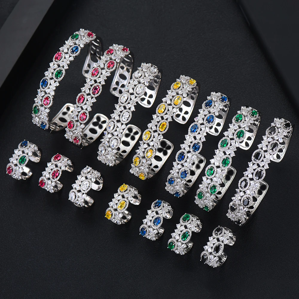 missvikki 2019 New Luxury Gorgeous Shiny Romantic Open Bangles Ring Jewelry Set for Women Bridal Wedding Engagement | Украшения и