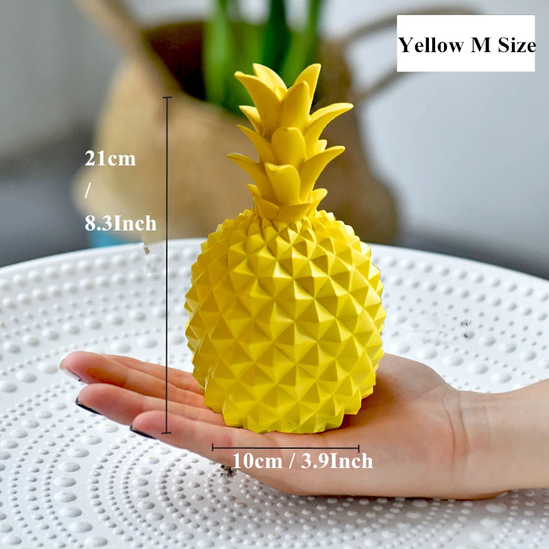 Yellow Money Box-M VILEAD 8 цветов смолы ананас Копилка фигурки Ананас Модель Копилка миниатюры Фрукты украшения творческий домашний декор - Цвет: Yellow Money Box-M