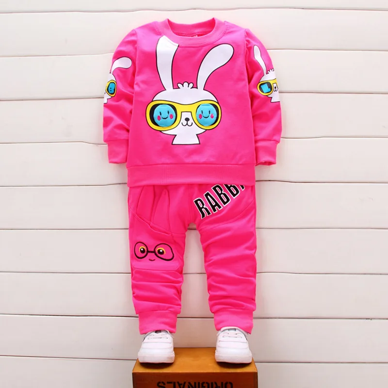 2018 New Fashion 2pcs Children Clothes Casual Set Glasses Rabbit Smiley Yellow Tops+ Pants Kids Clothing For Boys | Детская одежда и