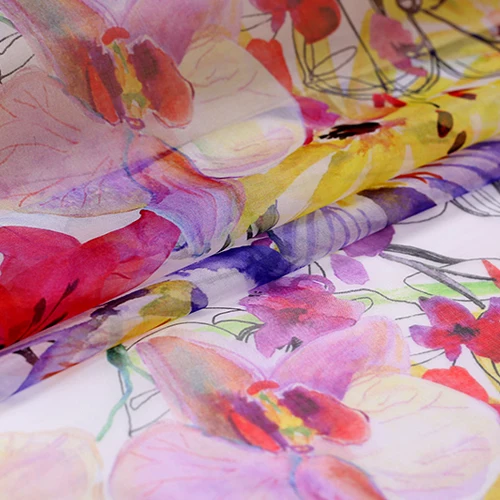 Тонкая и элегантная шелковая шифоновая ткань летняя дышащая Тюлевая для платьев