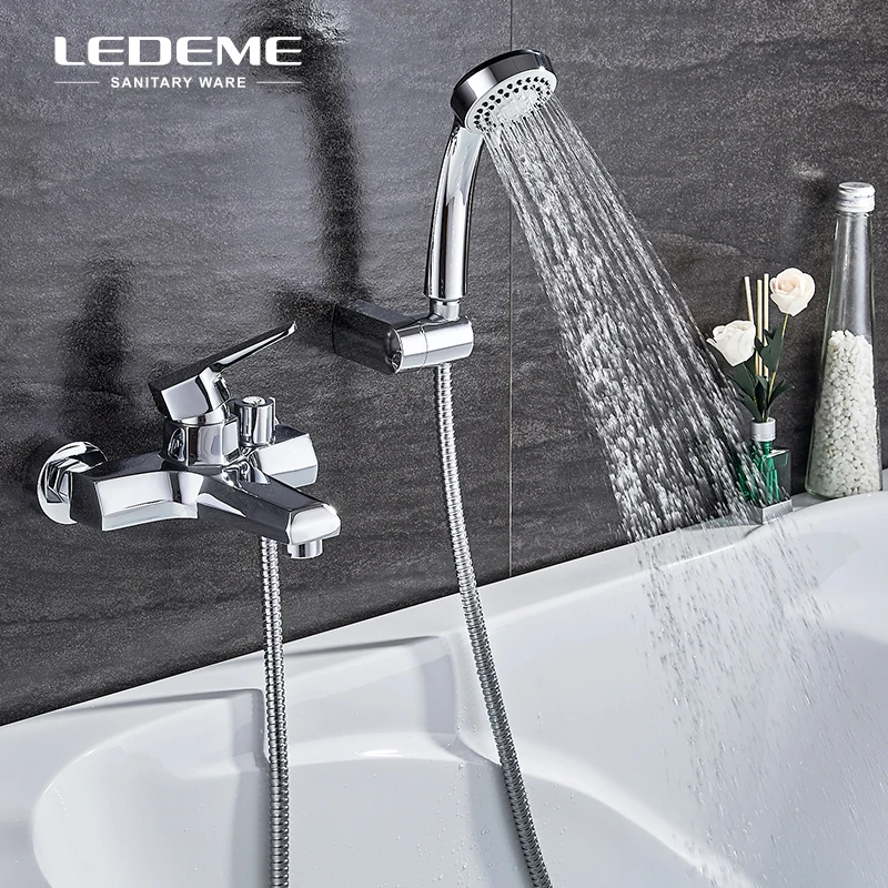 LEDEME ванна кран водопроводный смеситель настенный круглый 3 режима душевая