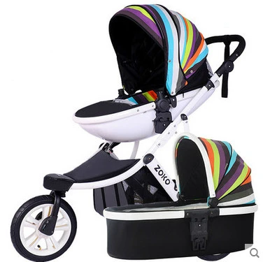 rainbow Радужная полосатая детская коляска в форме яйца, детская коляска, детская коляска, Складная двусторонняя коляска с амортизатором, трехколесная коляска - Цвет: rainbow