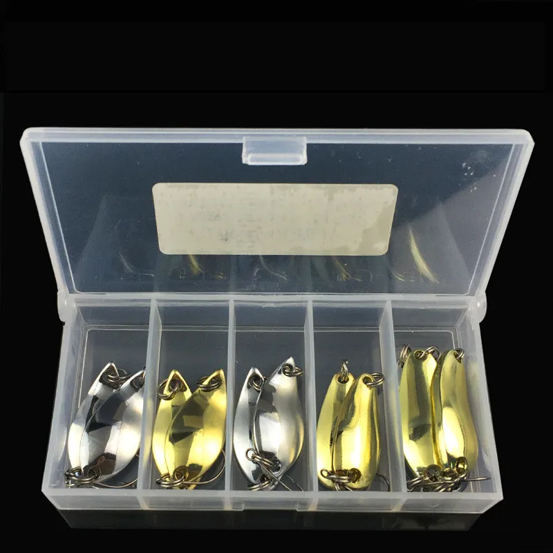 12pcsbox Metal Spoon Lure Sequin Silver Golden Jig Hook Fishing 2.5g 3.5g 5g Artificial Hard Bait Tackle|lure case|tackle boxlure vest |