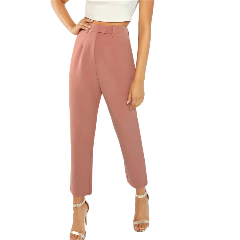 SHEIN Стильные Однотонные Брюки, Укороченные Женские Брюки, Летние Офисные Брюки
