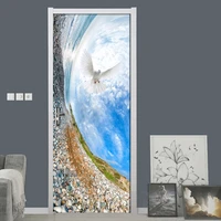 blue sky white clouds creative sea view door mural wallpaper pvc waterproof door sticker 3d bedroom living room home decoration