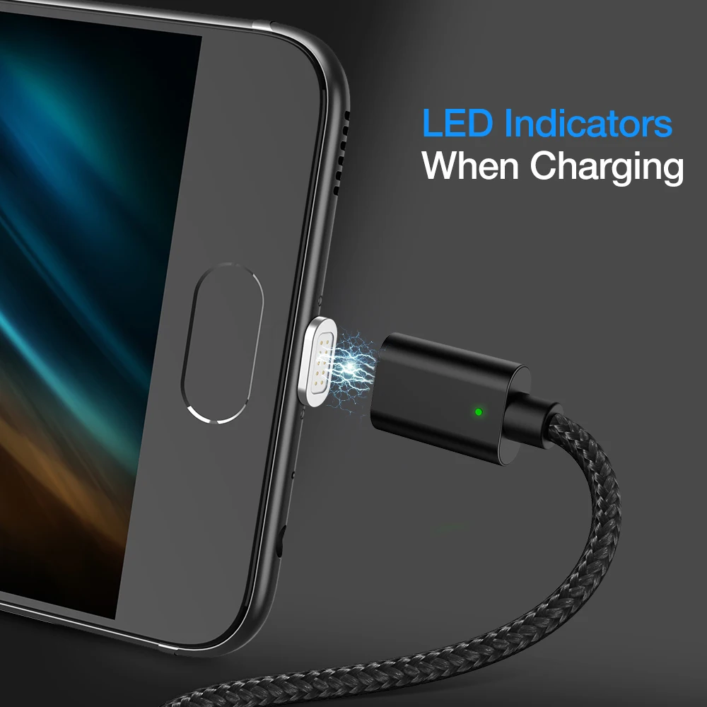 Магнитный кабель Micro USB 2 4 А 1 м нейлоновый для быстрой зарядки и синхронизации