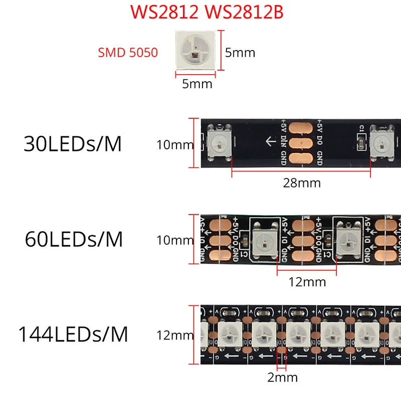 Индивидуально Адресуемая Светодиодная лента WS2812B WS2811 WS2815 WS2813 WS2818 30/60