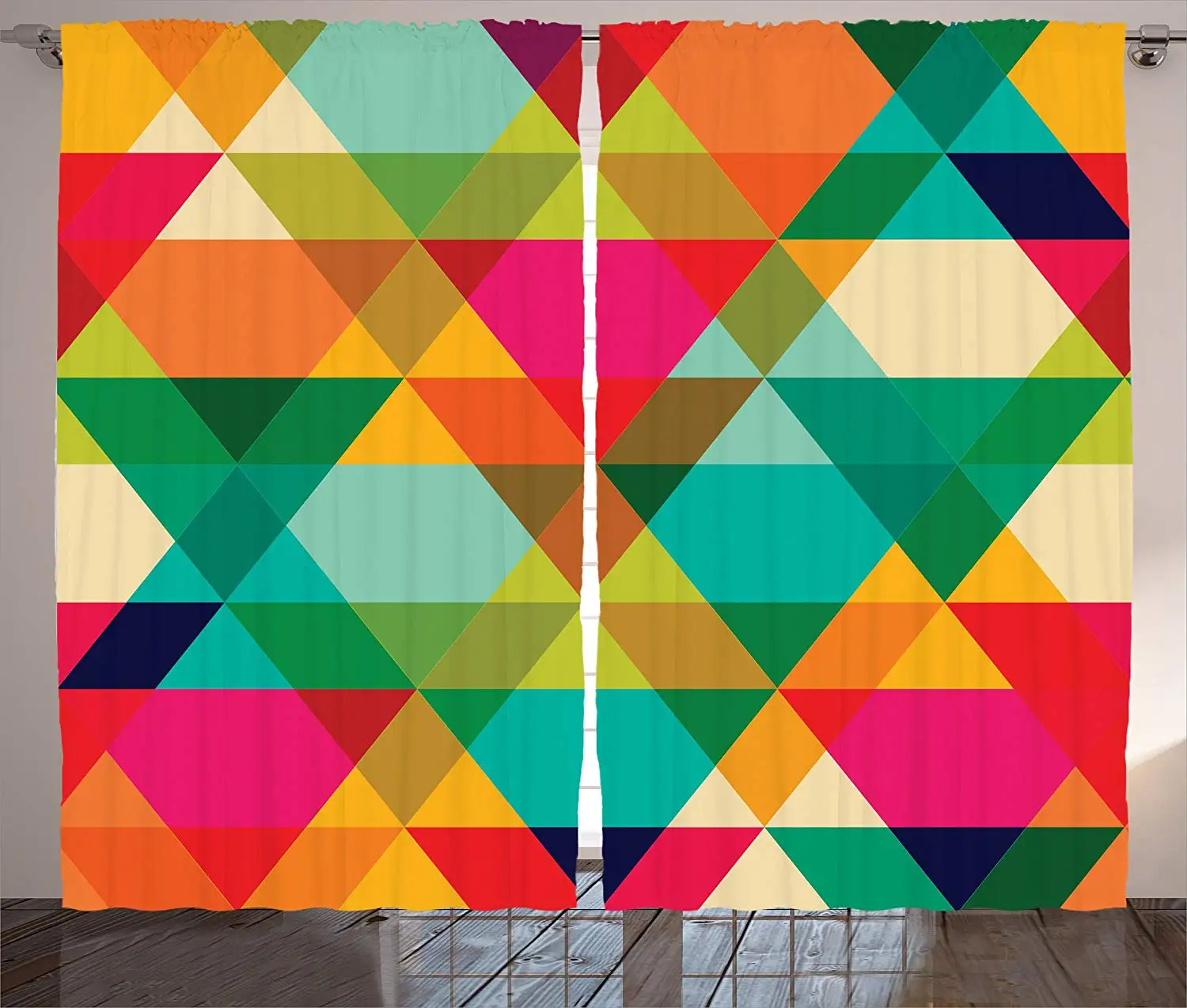 Геометрические шторы абстрактные геометрические в винтажном стиле ретро цвета