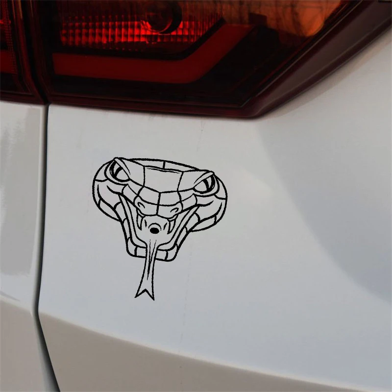 

YJZT 14.3CM*14.9CM Unusually Snake Head Artistic Beautiful Vinyl Decal Car Sticker Black/Silver C19-1089