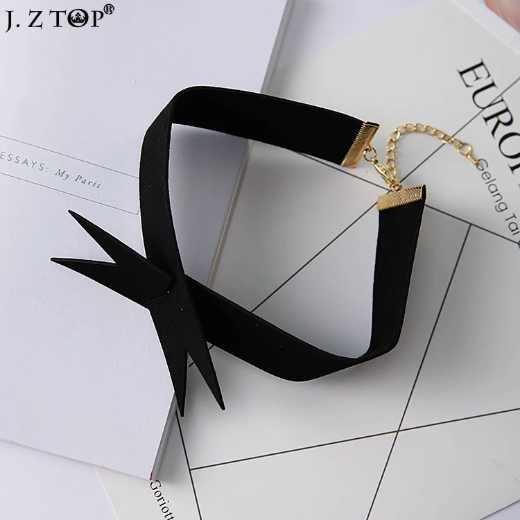 Пикантные черные бархатные широкие чокер колье крест V Форма Галстуки бабочка