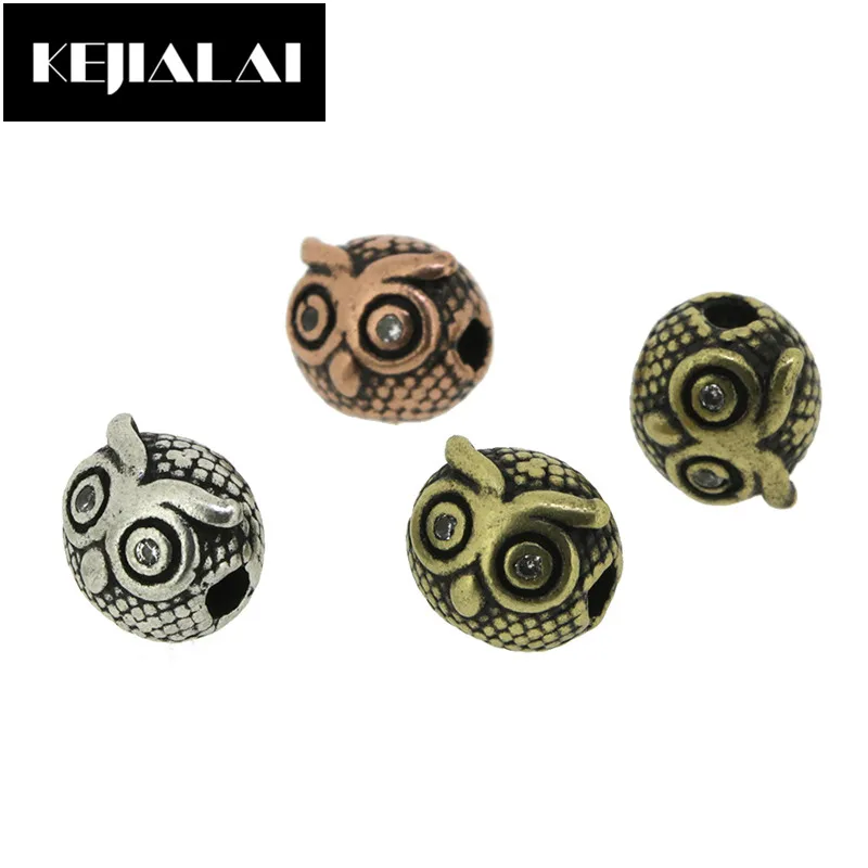 

KEJIALAI Antique Silver Plated Owl Spacer Beads Loose Beads for Jewelry Making Bracelet Jewelry Accessories Handmade Craft