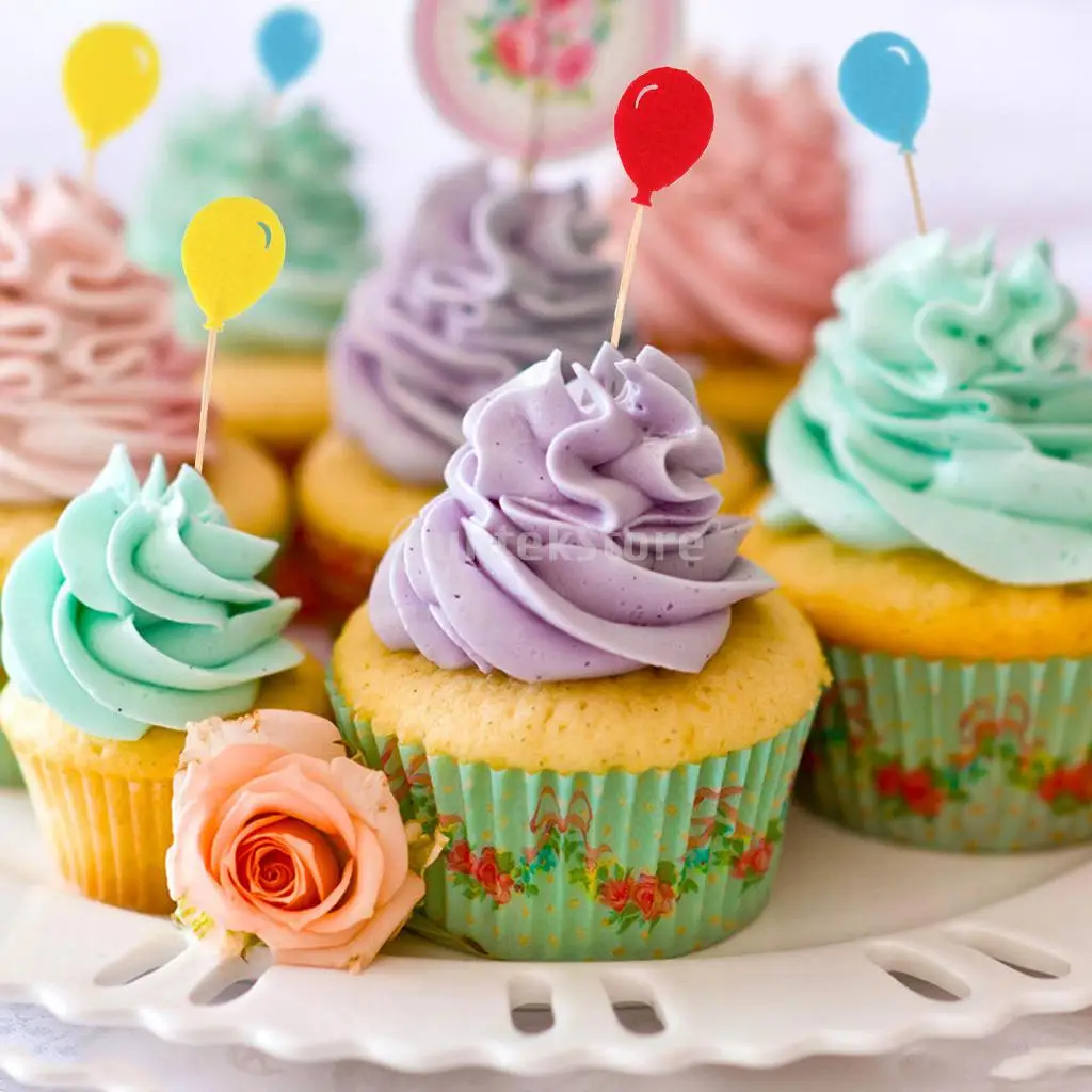 50 шт красочные воздушные шары еда выбирает зубочистка для вечеринки кекс