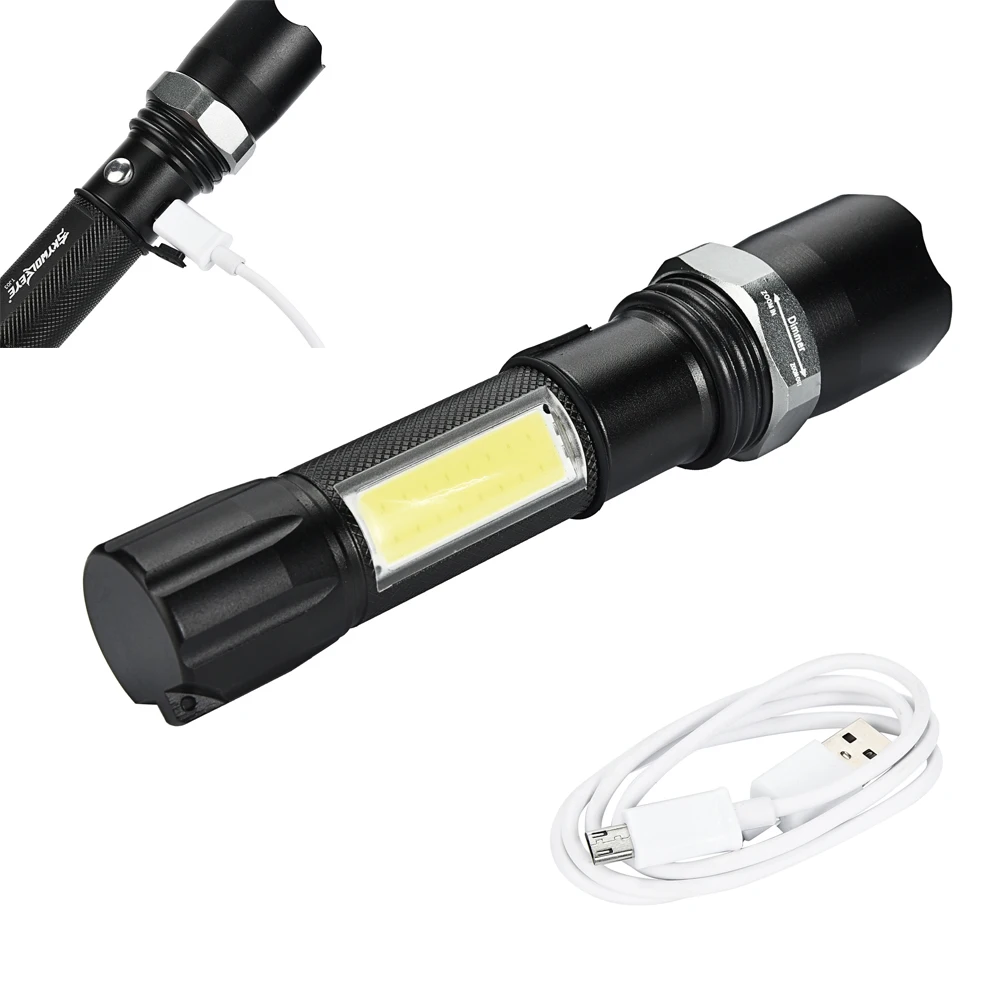 DSHA SKYWOLFEYE Zoom Мощный 2000lm USB флэш светильник Cob + XM L Q5 светодиодный фонарь 18650 батарея
