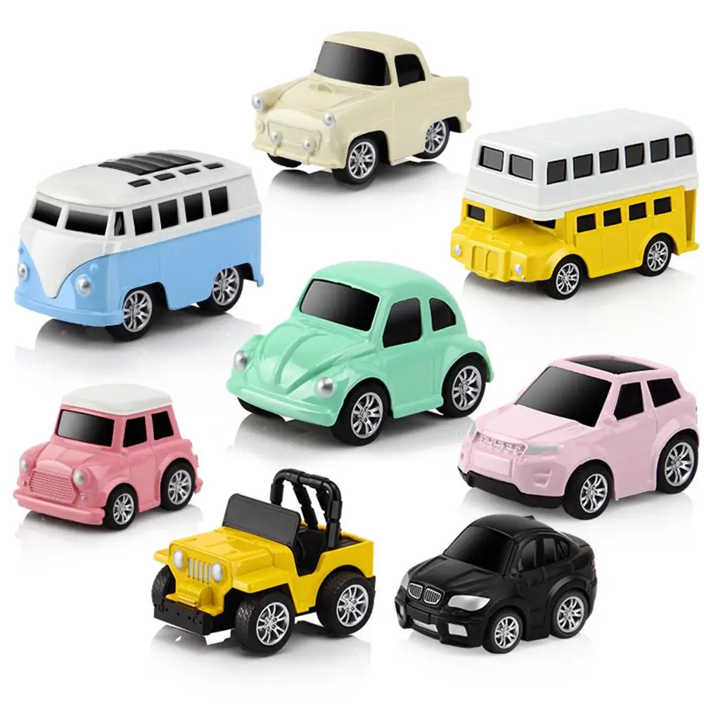 8pcs 8 шт. мини-автомобиль для детей, игрушечный автомобиль для детей, головоломка из сплава, Q версия, мини-модель автомобиля для мальчиков, детские подарки - Цвет: 8pcs
