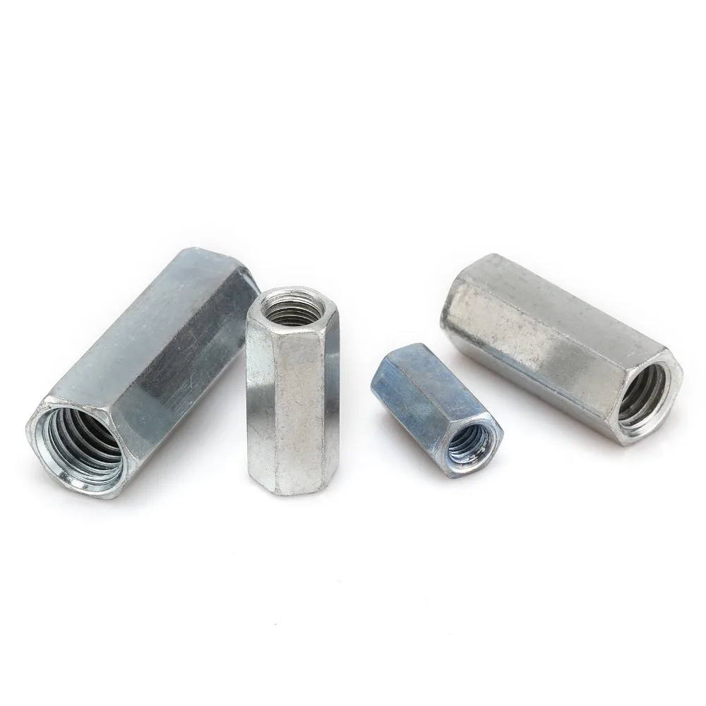 

25 шт. стальная гайка с шестигранным разъемом M6 * 18 M8 * 28 M10 * 32 M12 * 38, оцинкованная Шестиугольная гайка с удлиненным круглым соединением