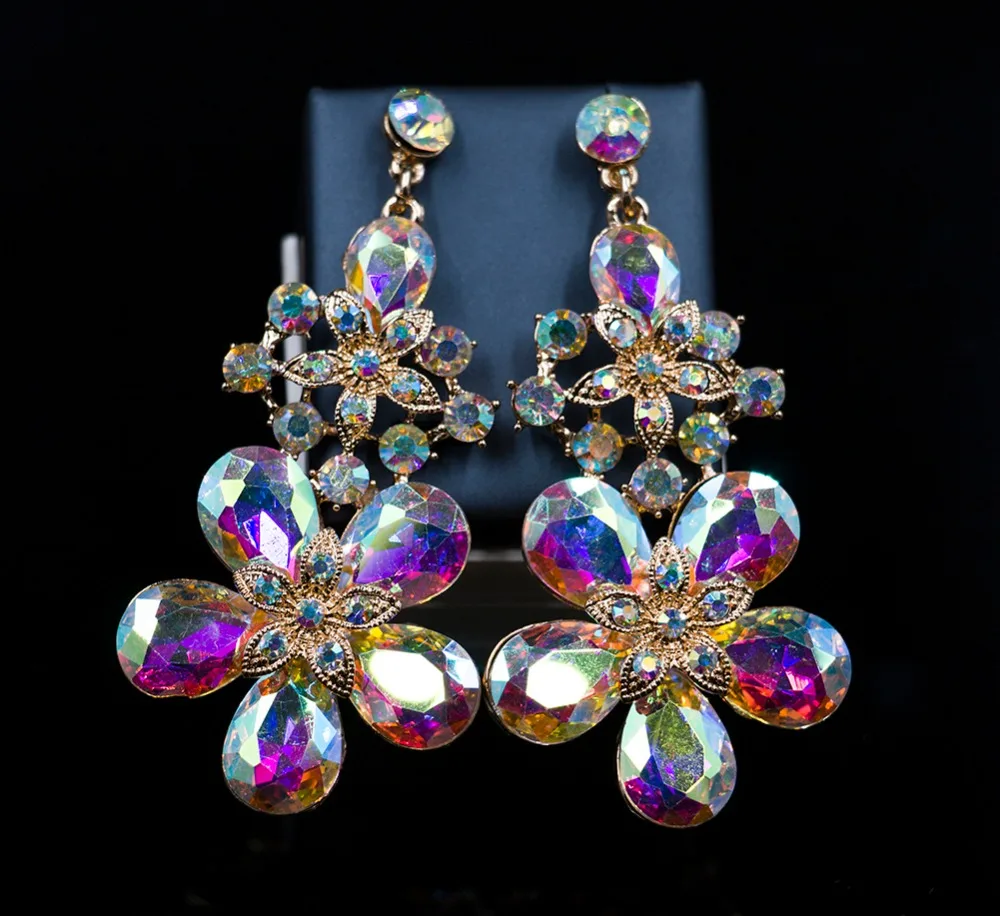 LAN дворец parure bijoux femme Свадебные украшения ювелирный набор большие цветы ожерелье и серьги Вечерние