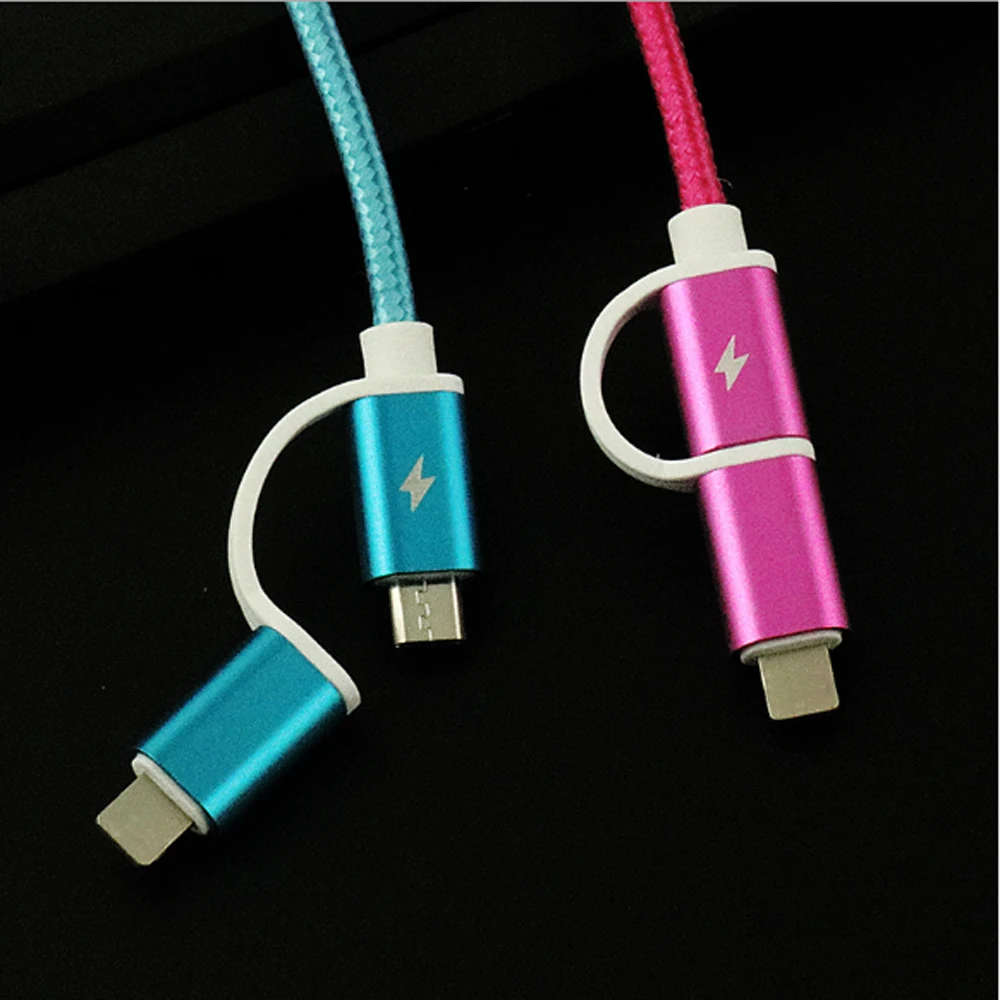 2 в 1 Micro USB кабель зарядное устройство нейлоновый для передачи данных зарядный Iph