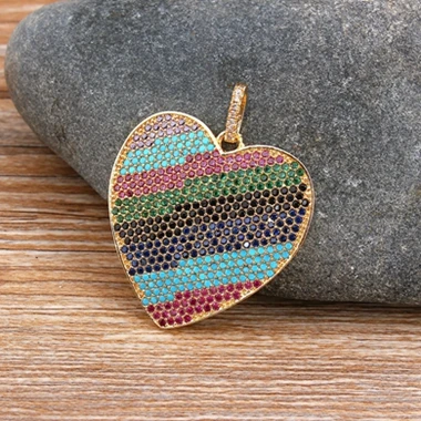 Pendant-Gold 6 шт микро проложить Полный CZ сердце Цепочки и ожерелья для Для женщин цепи подвеска в виде сердца Цепочки и ожерелья богемское короткое ожерелье для дамы изысканные вечерние украшения - Окраска металла: Pendant-Gold