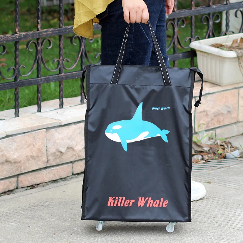 RUPUTIN Women Men Travel Bag Collapsible Ladies Shopping Bag Grocery Puller Trolley Bag Wheel Bag Portable Storage Shopping Cart