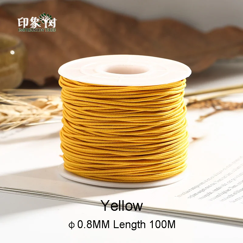 Yellow 0.8MM 0,8/1,0/1,2/1,5 мм высокие Стретч эластичный шнур круглого поделки своими руками браслет Цепочки и ожерелья ювелирных изделий, украшенных бисером нить 40092 - Цвет: Yellow 0.8MM