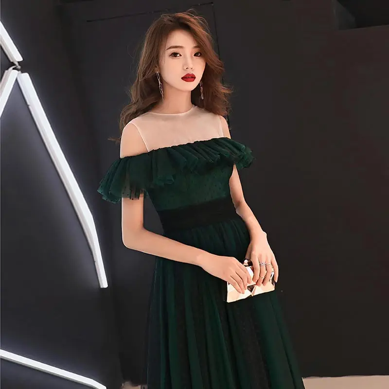 Модное Вечернее платье для выпускного вечера Черное длинное с кружевным узором