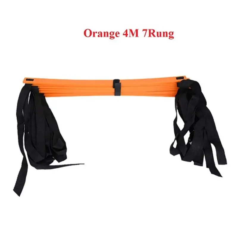 Orange 4M 7Rung 6/7/8/12/14 стойки с нейлоновыми ремешками Координационная лестница обучение Лестницы футбол Футбол Скорость спортивные конструктор лестница спортивный инвентарь - Цвет: Orange 4M 7Rung