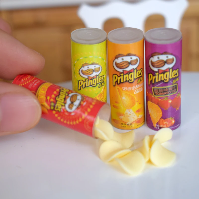 4 бутылки милый кукольный домик миниатюрные картофельные чипсы еда игрушка для