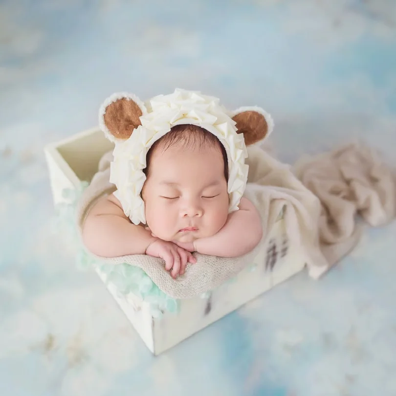 Для новорожденных вязаные шерстяные уха шапочка-медвежонок щенок шляпа