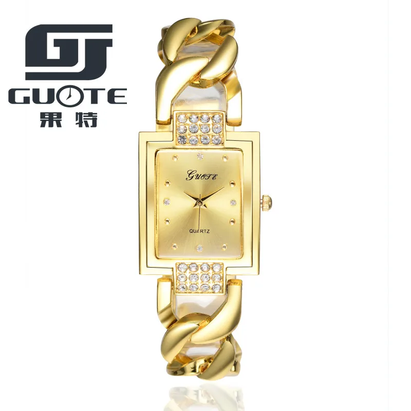 Новые модные роскошные Для женщин розового золота прямоугольник циферблат