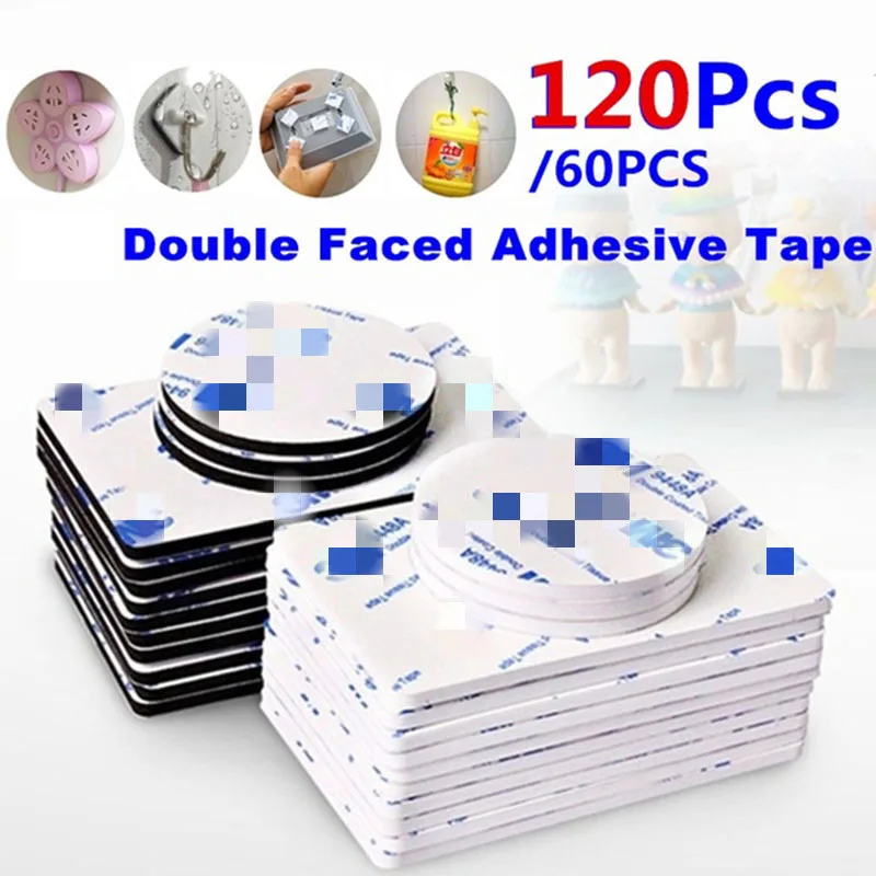 

60/120pcs Double Sided Foam Tape Strong Pad Mounting Rectangle Adhesive Tape