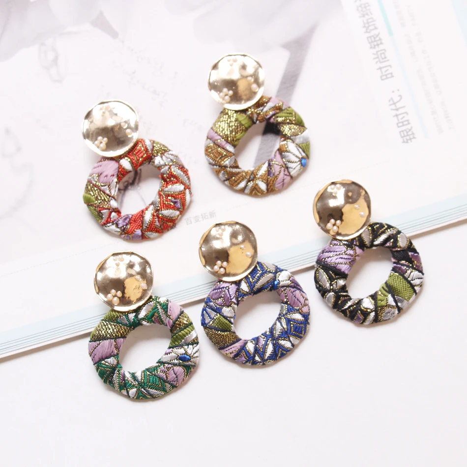 Ztech Bohemian Statement Earrings Big Alloy Wrap Cloth Dangle Drop Earrings For Women Dangling Earrings Vintage Brand Jewelry