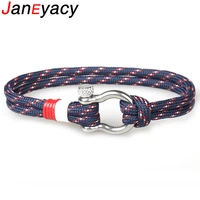 hot soldier style sport camping parachute cord survival bracelet men women with stainless steel shackle buckle fashion pulseira