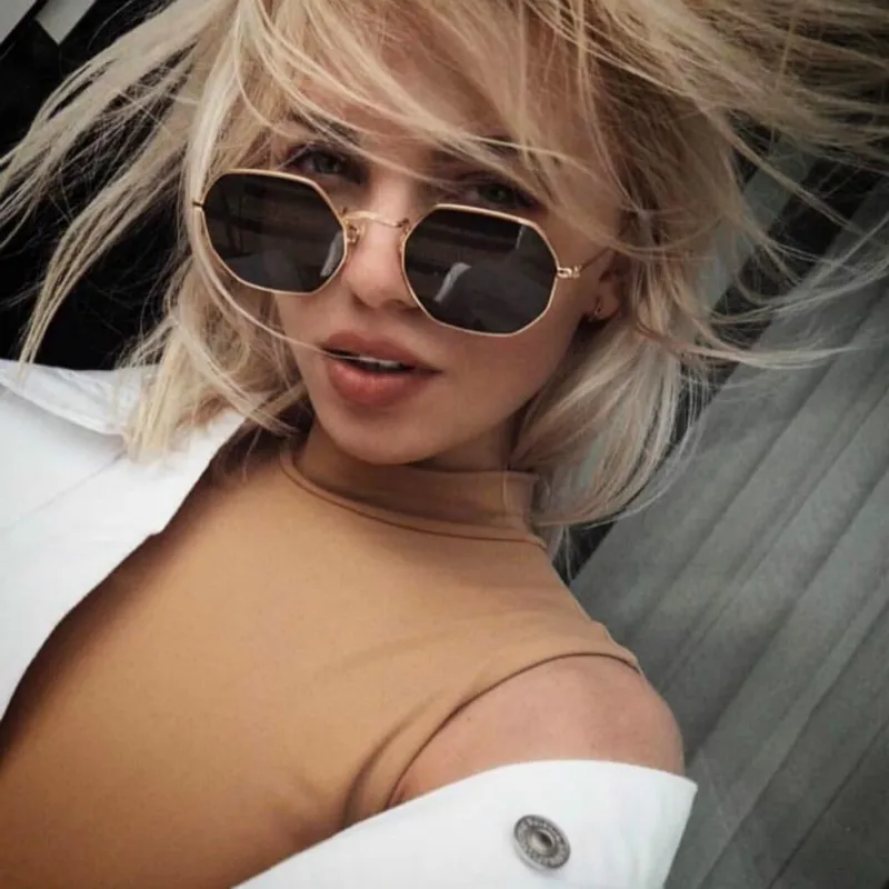 

2018 Glasses Ladies Hexagon Sunglasses Women Men Fashion Rimless Clear Ocean Lens Sun Glasses Oculos UV400 Metal frame Eyewear